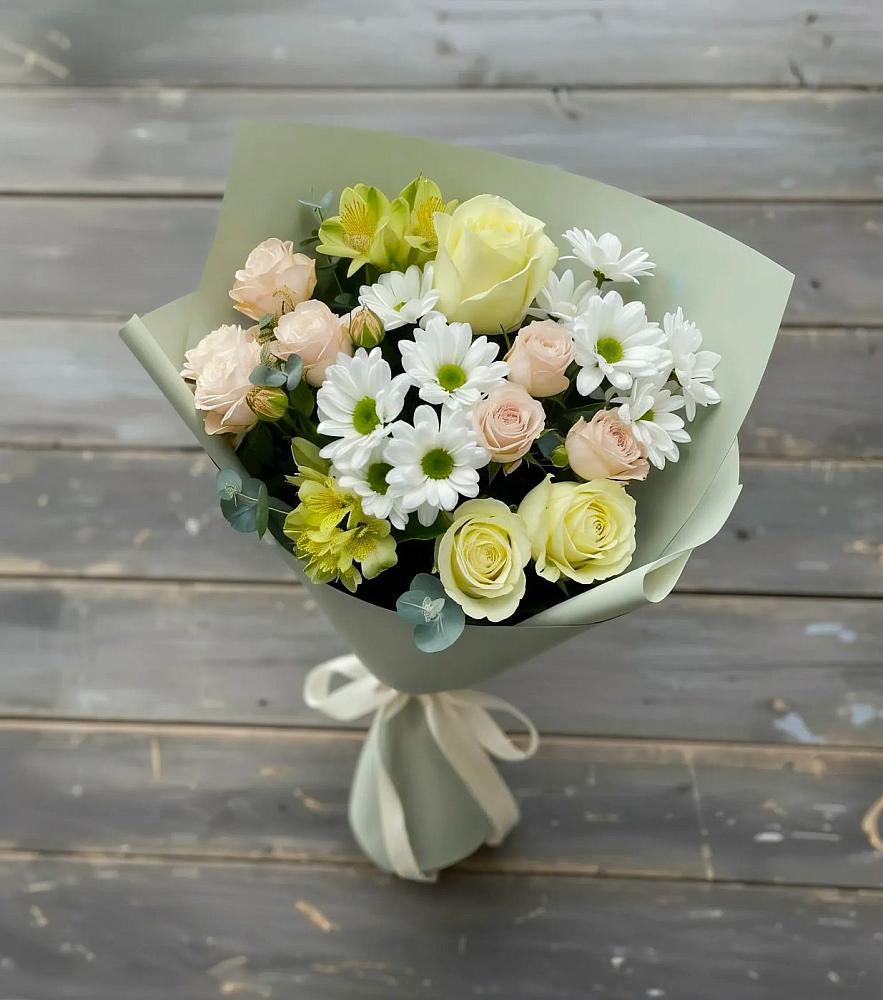 Букет цветов из: Альстромерии, Розы и Хризантемы в Заводоуковске