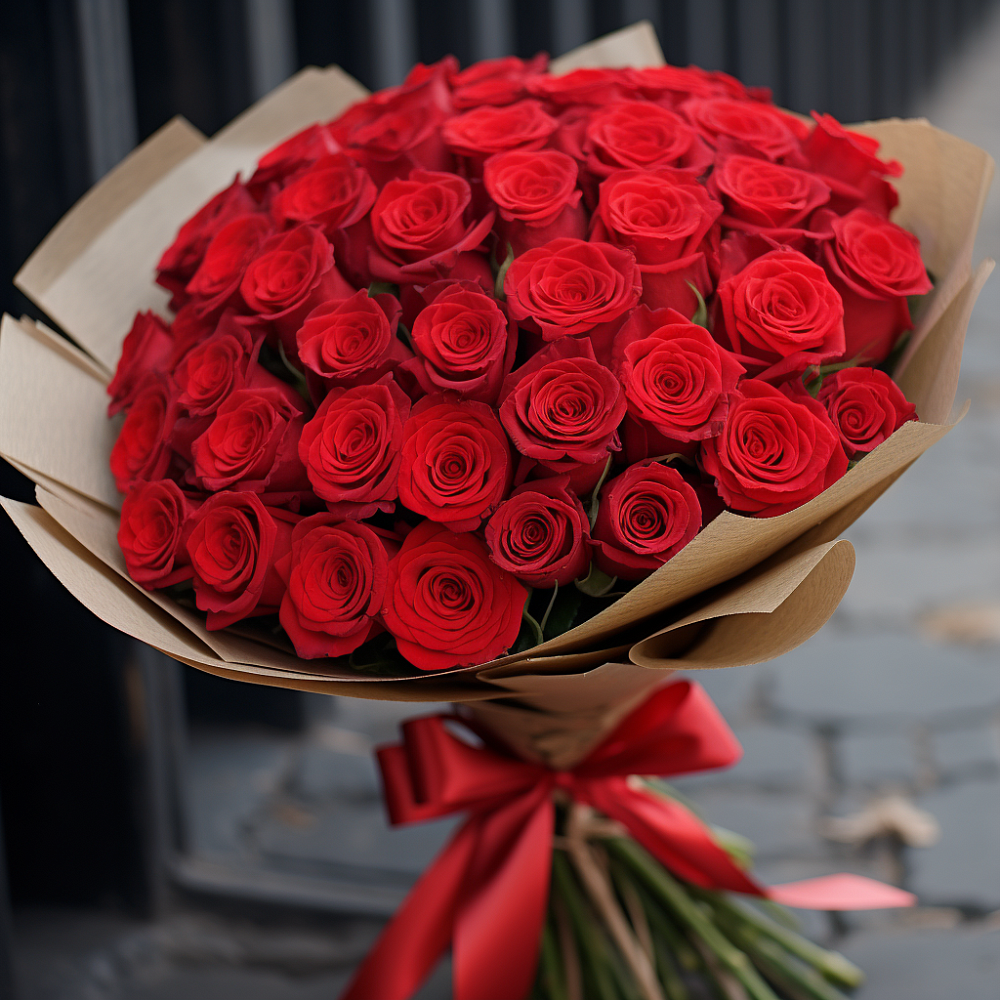 Букет 51 Красная роза Эдлесс Лав в Заводоуковске