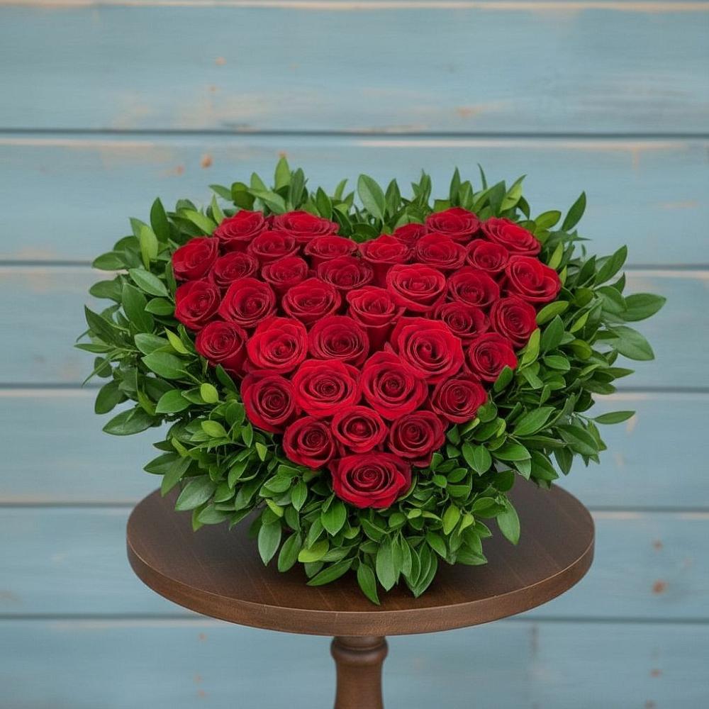 Цветочная композиция из Розы в виде сердца в Заводоуковске