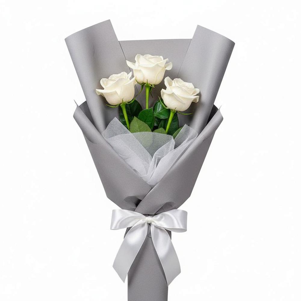 Букет 3 белые розы в Заводоуковске