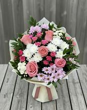 Букет цветов из:  Альстромерии, Гвоздики, Розы и Хризантемы в Заводоуковске