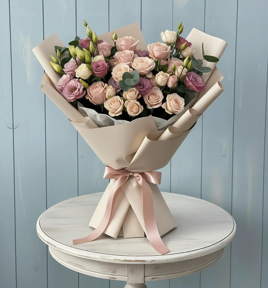 Букет цветов из: Розы и Лизиантусы в Заводоуковске