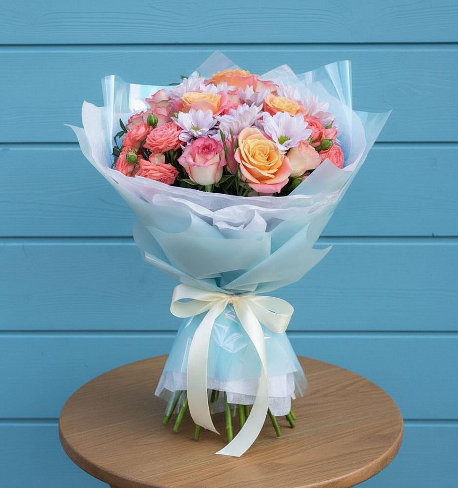 Букет цветов из: Хризантемы и Розы в Заводоуковске